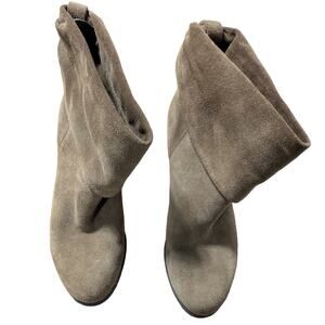 BCBGeneration Suede Foldover Neutral Beige Heeled Booties Size 8 1/2